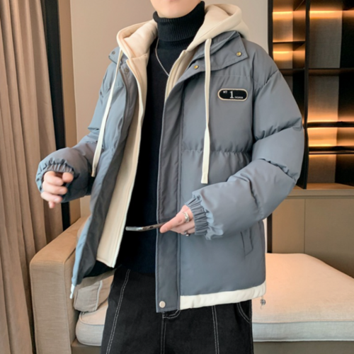 Mens Layered Look Hooded Puffer Jacket - cas7m