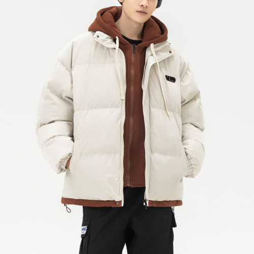 Mens Layered Look Hooded Puffer Jacket - cas7m