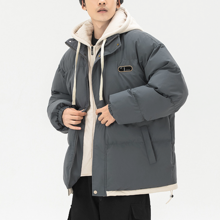 Mens Layered Look Hooded Puffer Jacket - cas7m