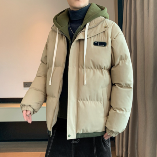 Mens Layered Look Hooded Puffer Jacket - cas7m