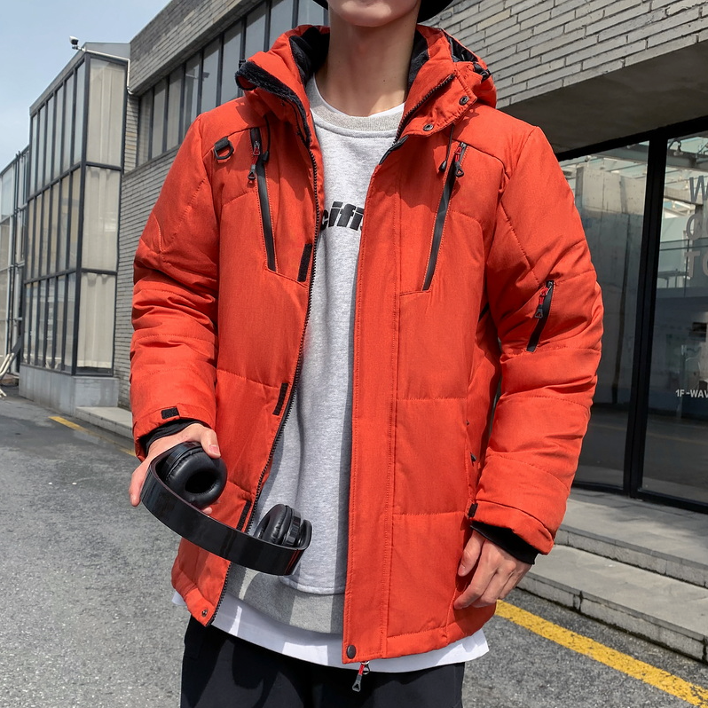 Mens High Collar Puffer Jacket With Removable Hood - cas7m