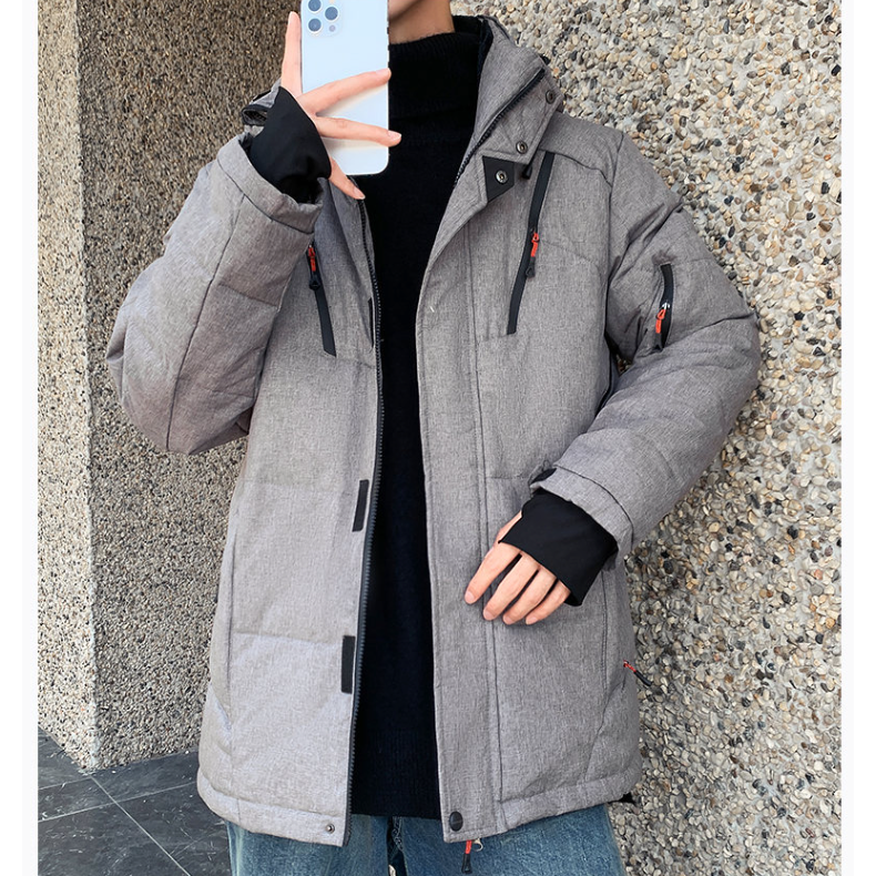 Mens High Collar Puffer Jacket With Removable Hood - cas7m