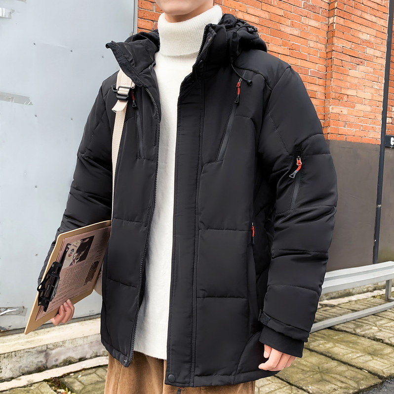 Mens High Collar Puffer Jacket With Removable Hood - cas7m