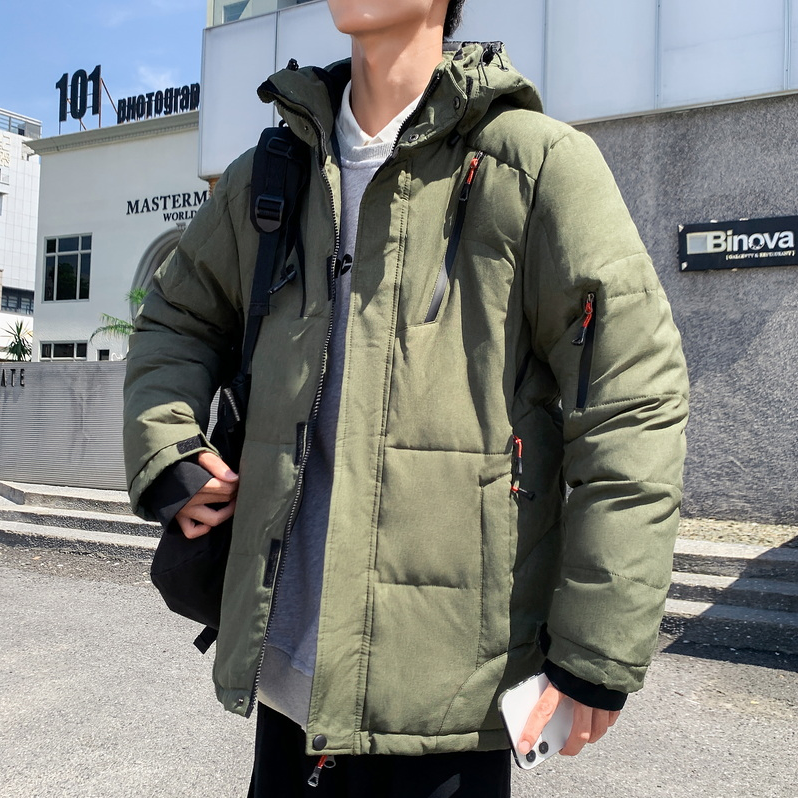 Mens High Collar Puffer Jacket With Removable Hood - cas7m