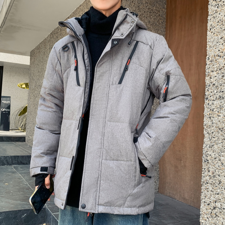 Mens High Collar Puffer Jacket With Removable Hood - cas7m