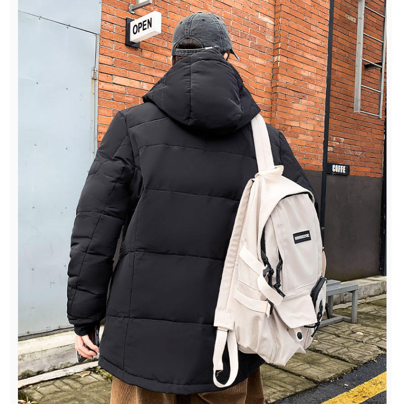 Mens High Collar Puffer Jacket With Removable Hood - cas7m