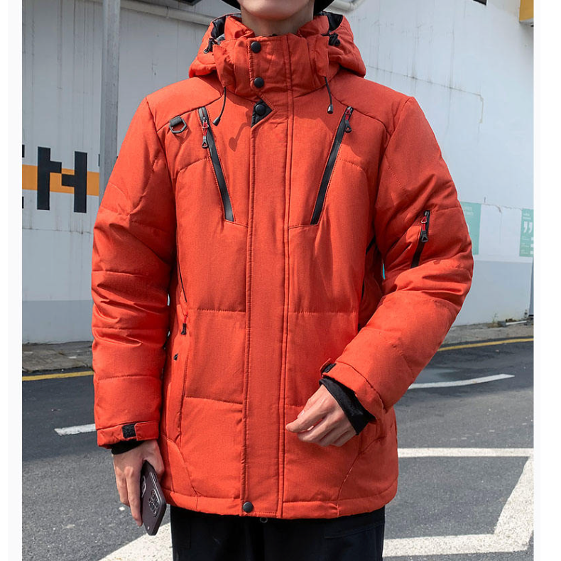 Mens High Collar Puffer Jacket With Removable Hood - cas7m