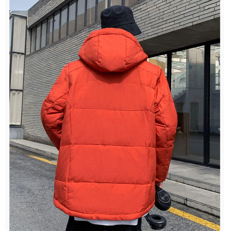 Mens High Collar Puffer Jacket With Removable Hood - cas7m