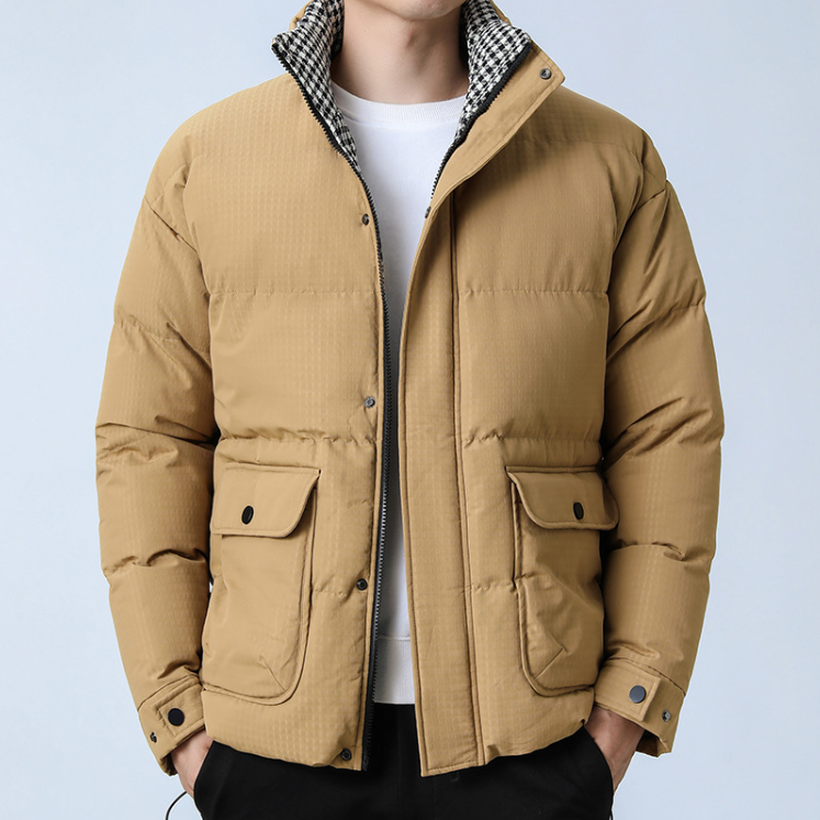 Mens Houndstooth Puffer Jacket - cas7m