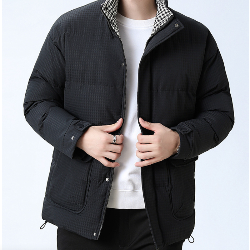 Mens Houndstooth Puffer Jacket - cas7m