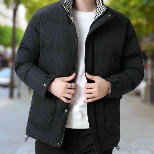 Mens Houndstooth Puffer Jacket - cas7m