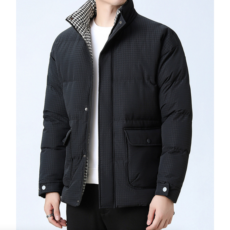 Mens Houndstooth Puffer Jacket - cas7m
