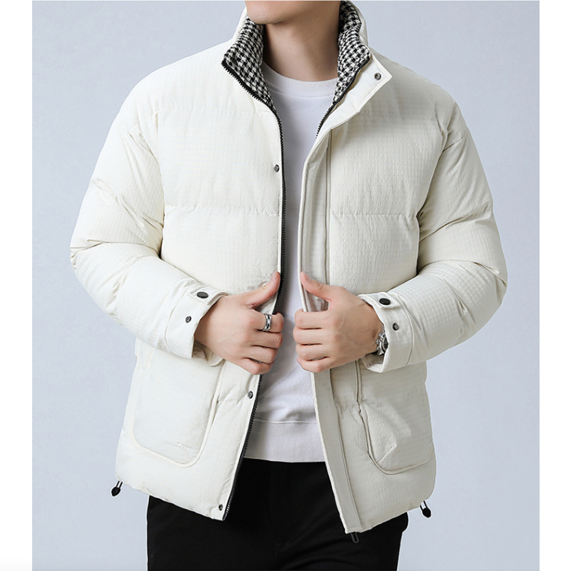 Mens Houndstooth Puffer Jacket - cas7m