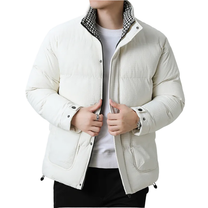 Mens Houndstooth Puffer Jacket - cas7m