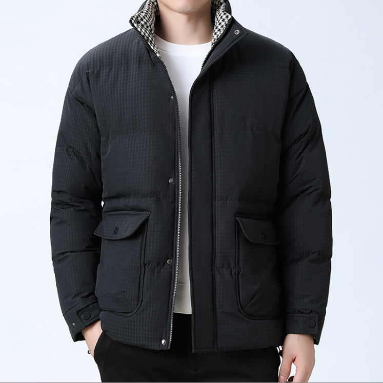 Mens Houndstooth Puffer Jacket - cas7m