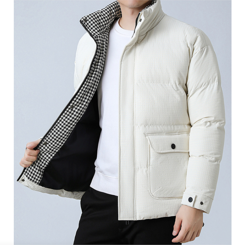 Mens Houndstooth Puffer Jacket - cas7m