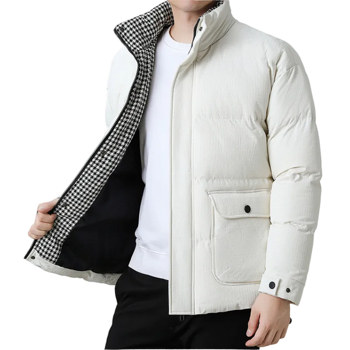 Mens Houndstooth Puffer Jacket - cas7m