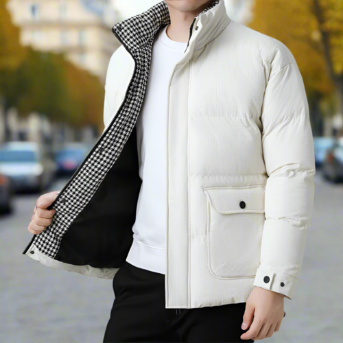 Mens Houndstooth Puffer Jacket - cas7m