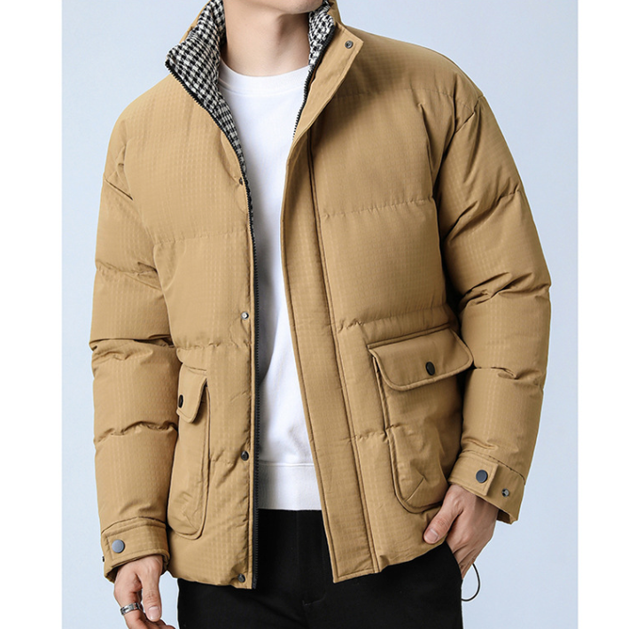 Mens Houndstooth Puffer Jacket - cas7m