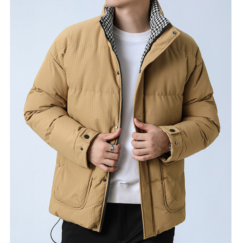 Mens Houndstooth Puffer Jacket - cas7m