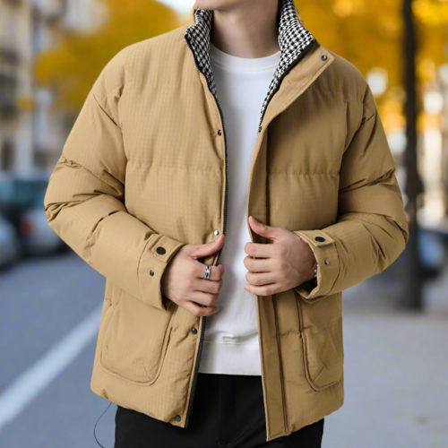 Mens Houndstooth Puffer Jacket - cas7m