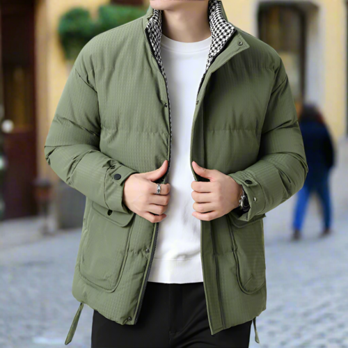 Mens Houndstooth Puffer Jacket - cas7m