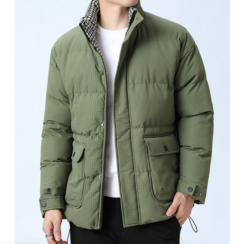 Mens Houndstooth Puffer Jacket - cas7m