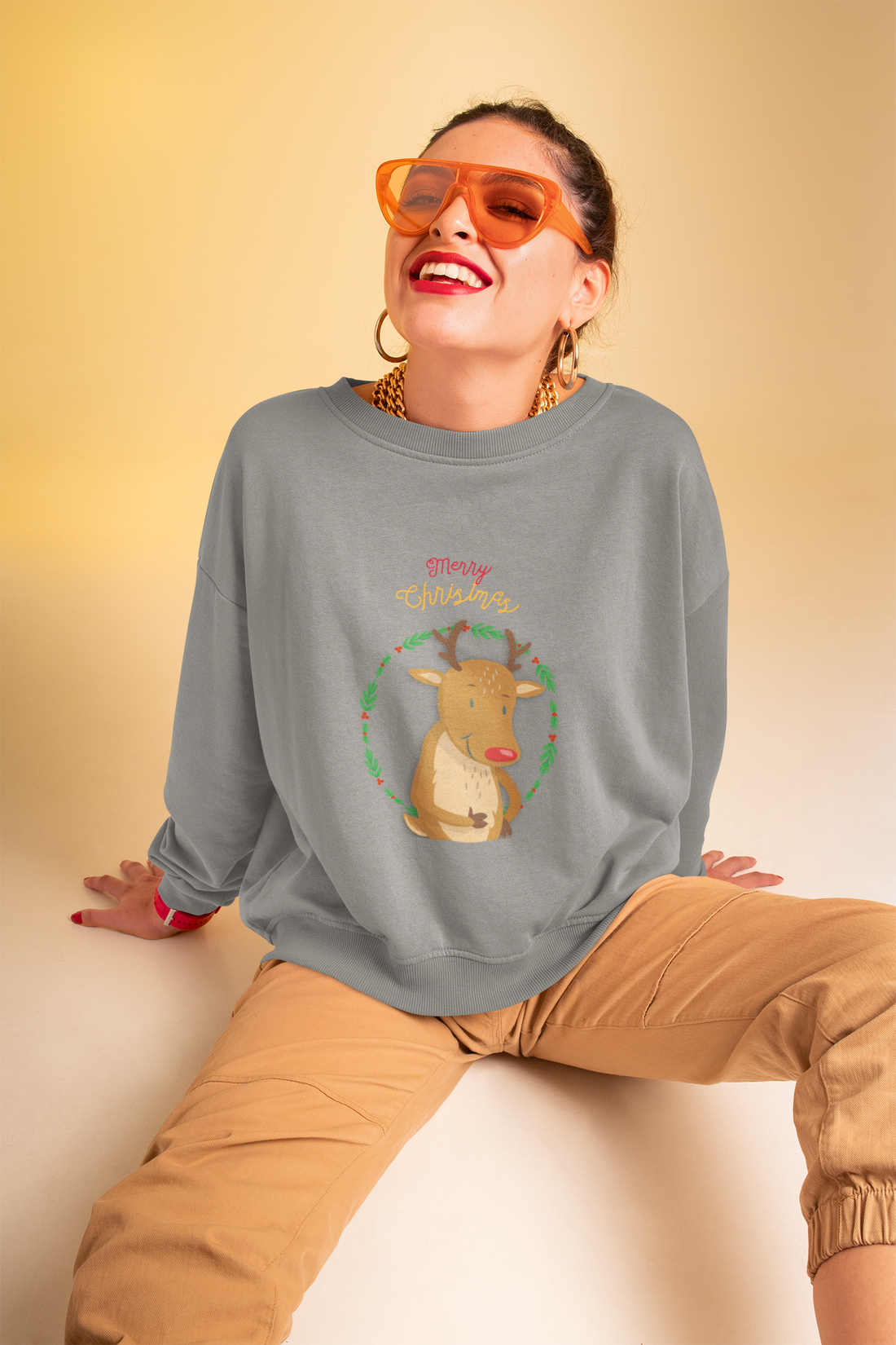 Womens Reindeer Crewneck Sweatshirt - cas7m