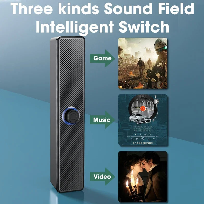 PC Soundbar Wired and Wireless Bluetooth Speaker USB Powered Soundbar - cas7m