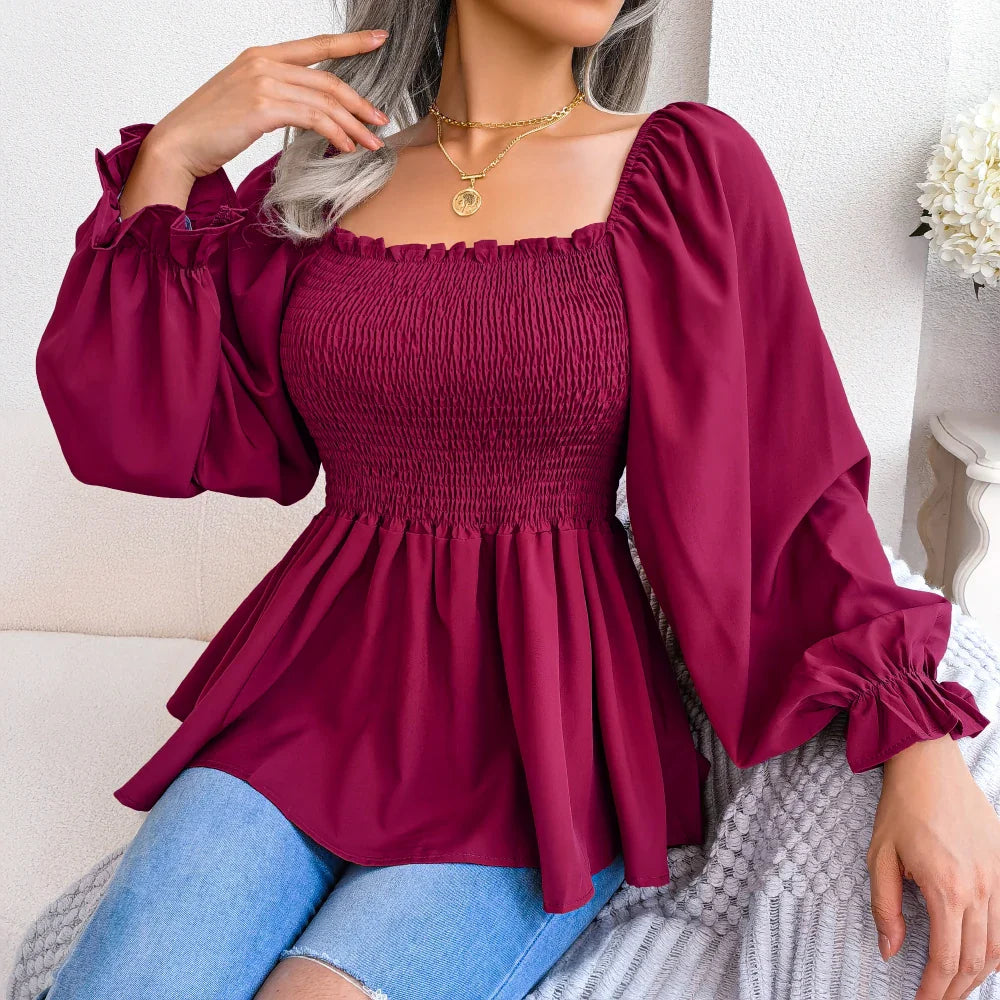 Womens Loose Fit Chiffon Blouse - cas7m