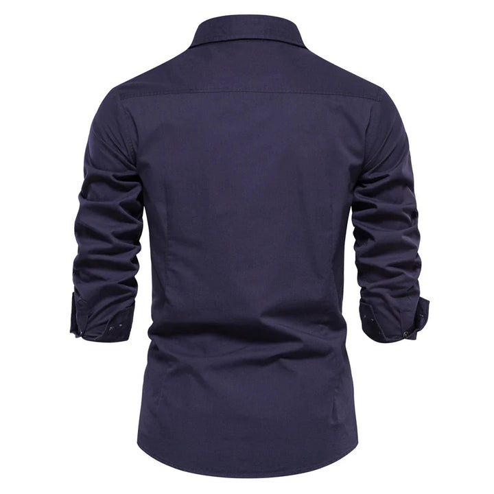 Mens Long Sleeve Dual Pockets Military Shirt - cas7m