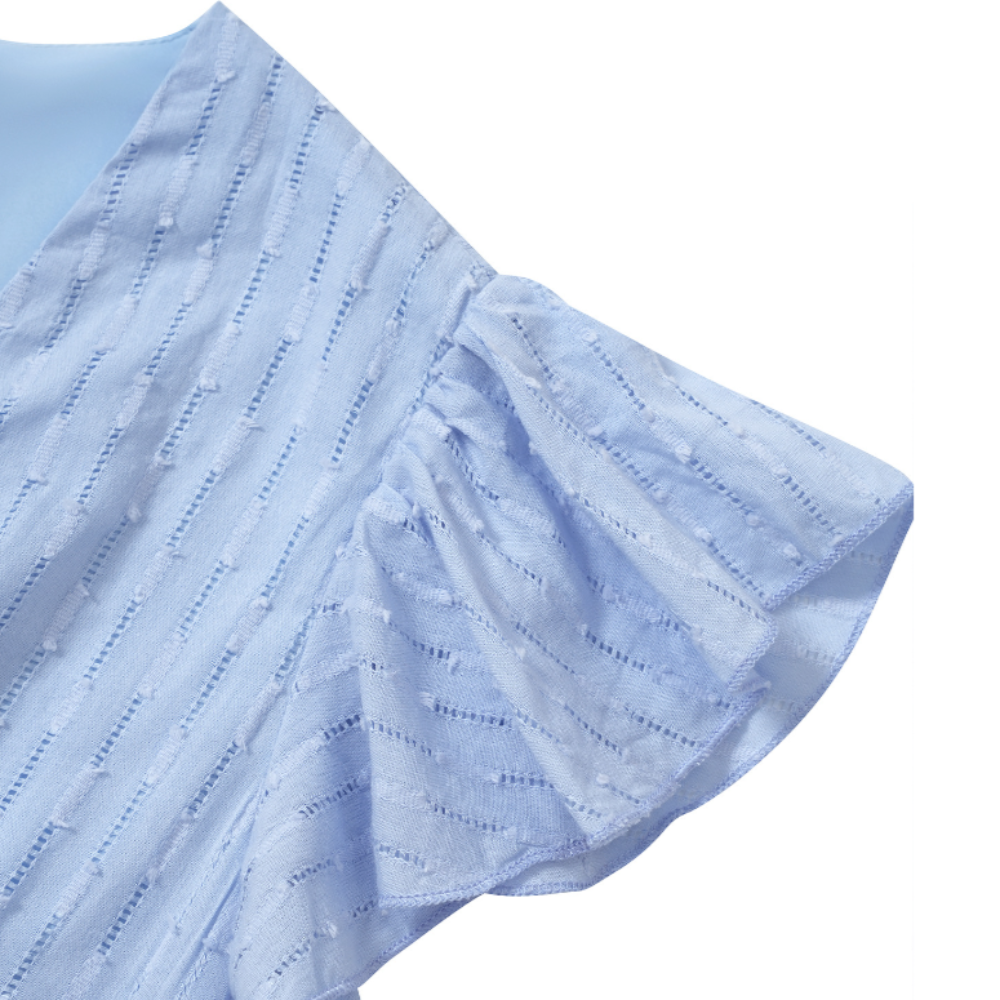Womens V Neck Ruffle Sleeve Summer Dress - cas7m