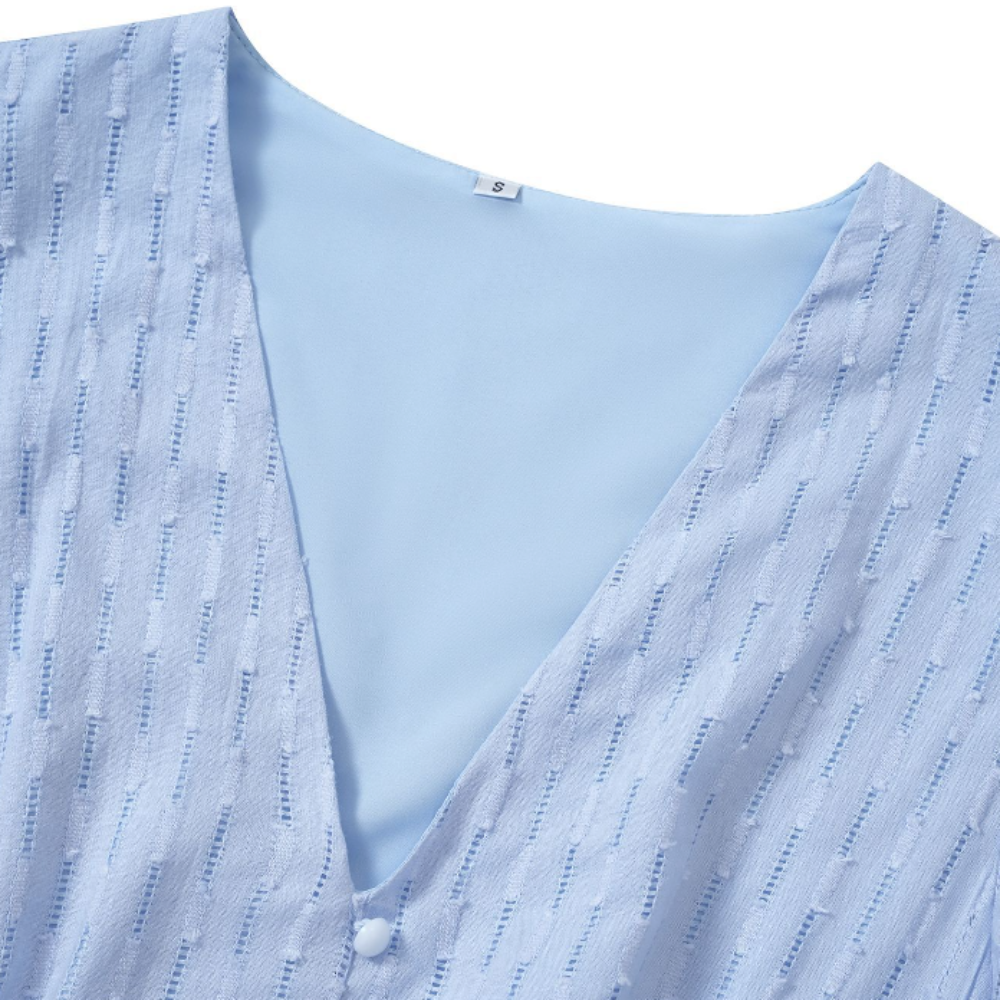 Womens V Neck Ruffle Sleeve Summer Dress - cas7m