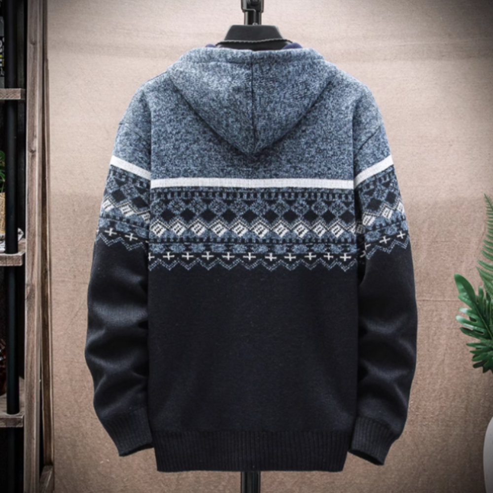 Mens Hooded Zipper Jacket With Prints - cas7m
