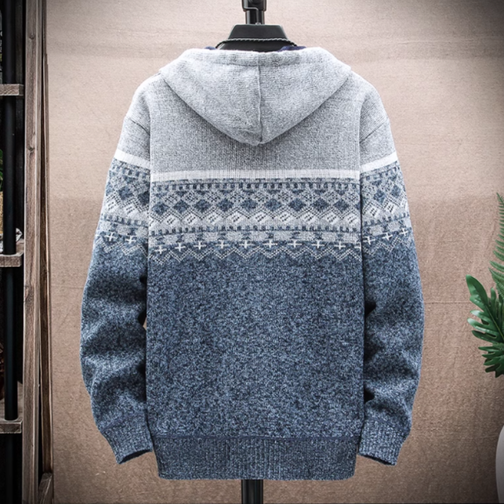 Mens Hooded Zipper Jacket With Prints - cas7m