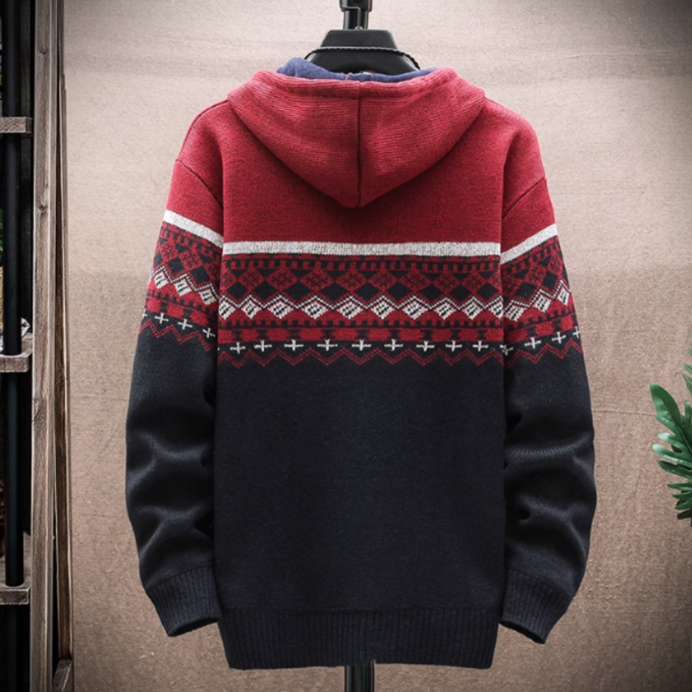 Mens Hooded Zipper Jacket With Prints - cas7m