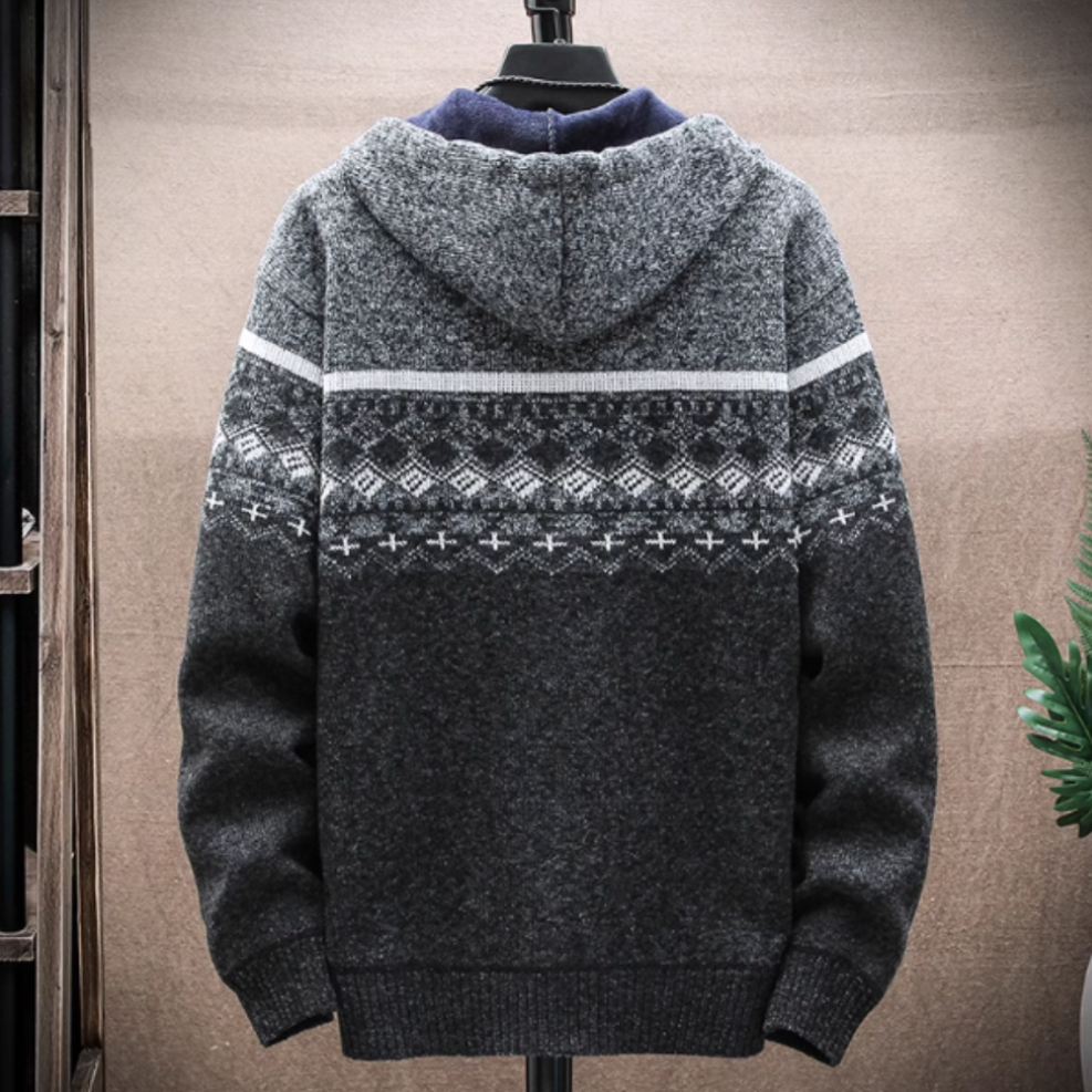 Mens Hooded Zipper Jacket With Prints - cas7m