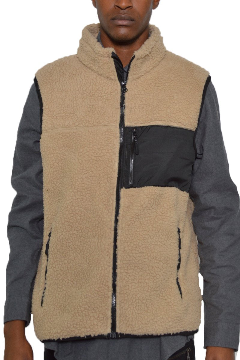 SHERPA FLEECE ZIP UP VEST
