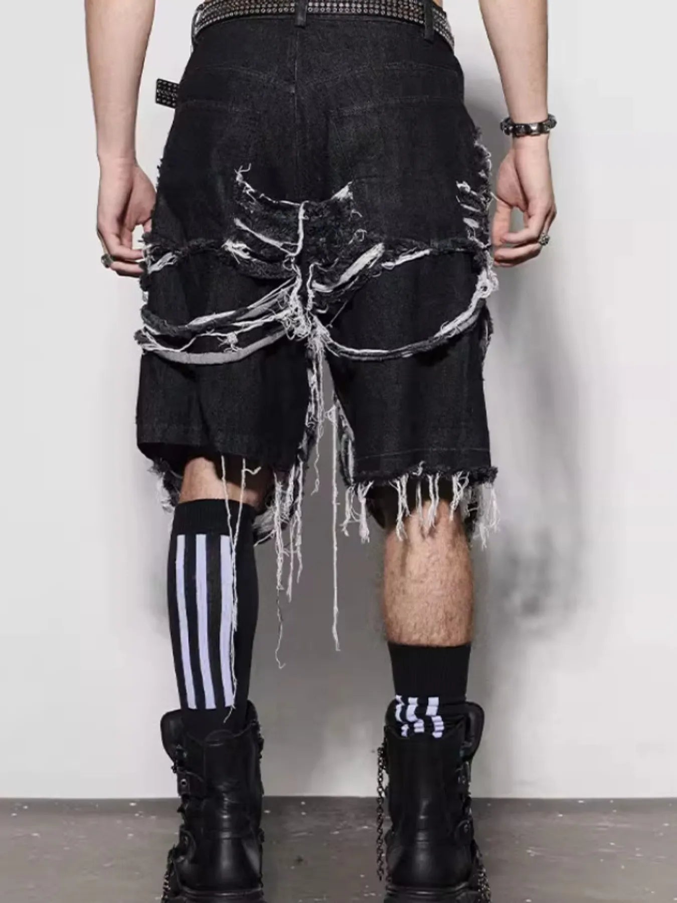 Men's Frayed Hem Denim Shorts - cas7m