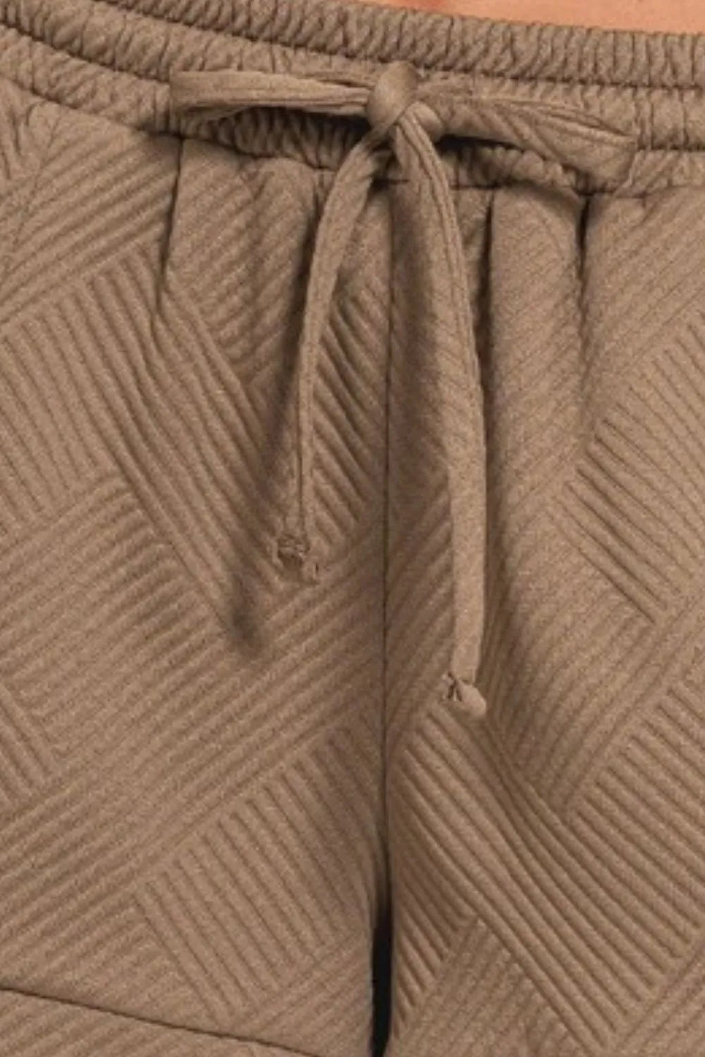 Zenana Textured Knit Jacquard Drawstring Shorts - cas7m