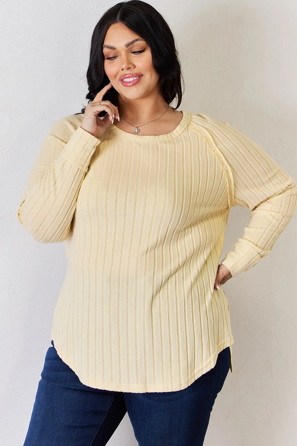 Ribbed Basic Stretch Top – Versatile & Comfy Poly Blend - cas7m