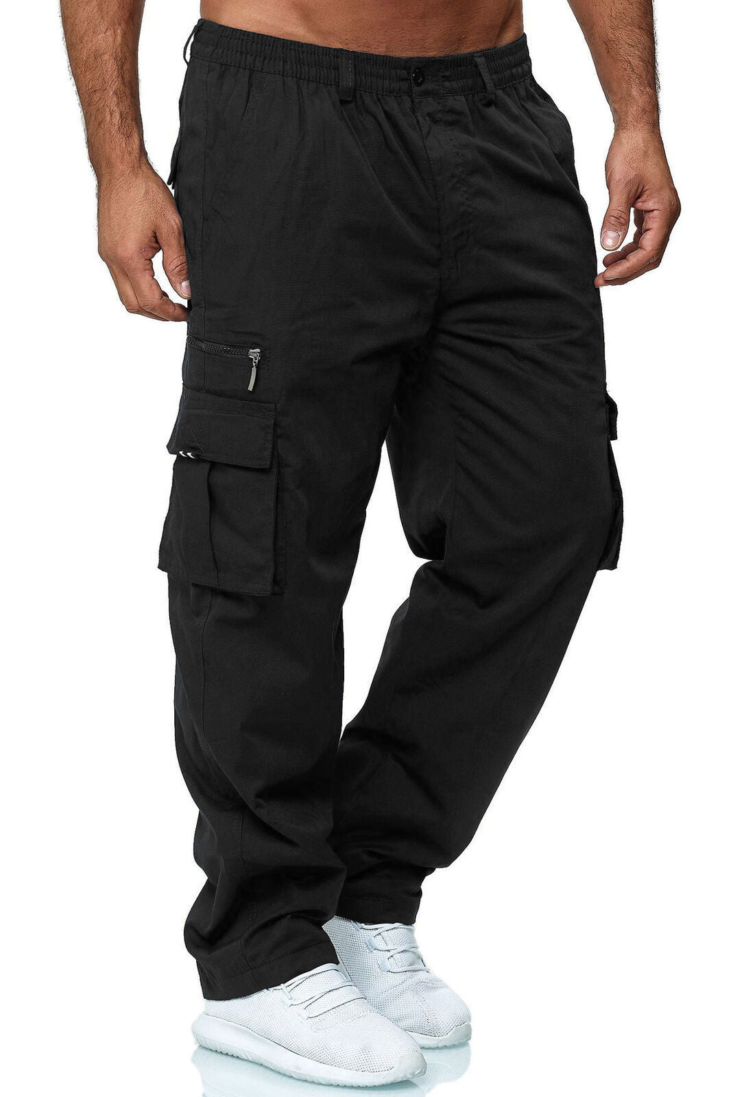 Men's Casual Multi-pocket Loose Straight Cargo Pants - cas7m