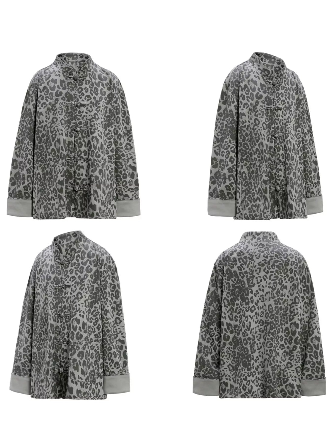 Men's Leopard Button Up Long Sleeve Shirt - cas7m