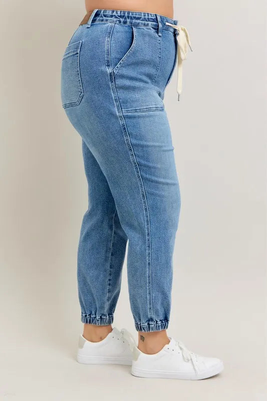 Judy Blue Full Size High Waist Denim Jogger Plus Size - cas7m