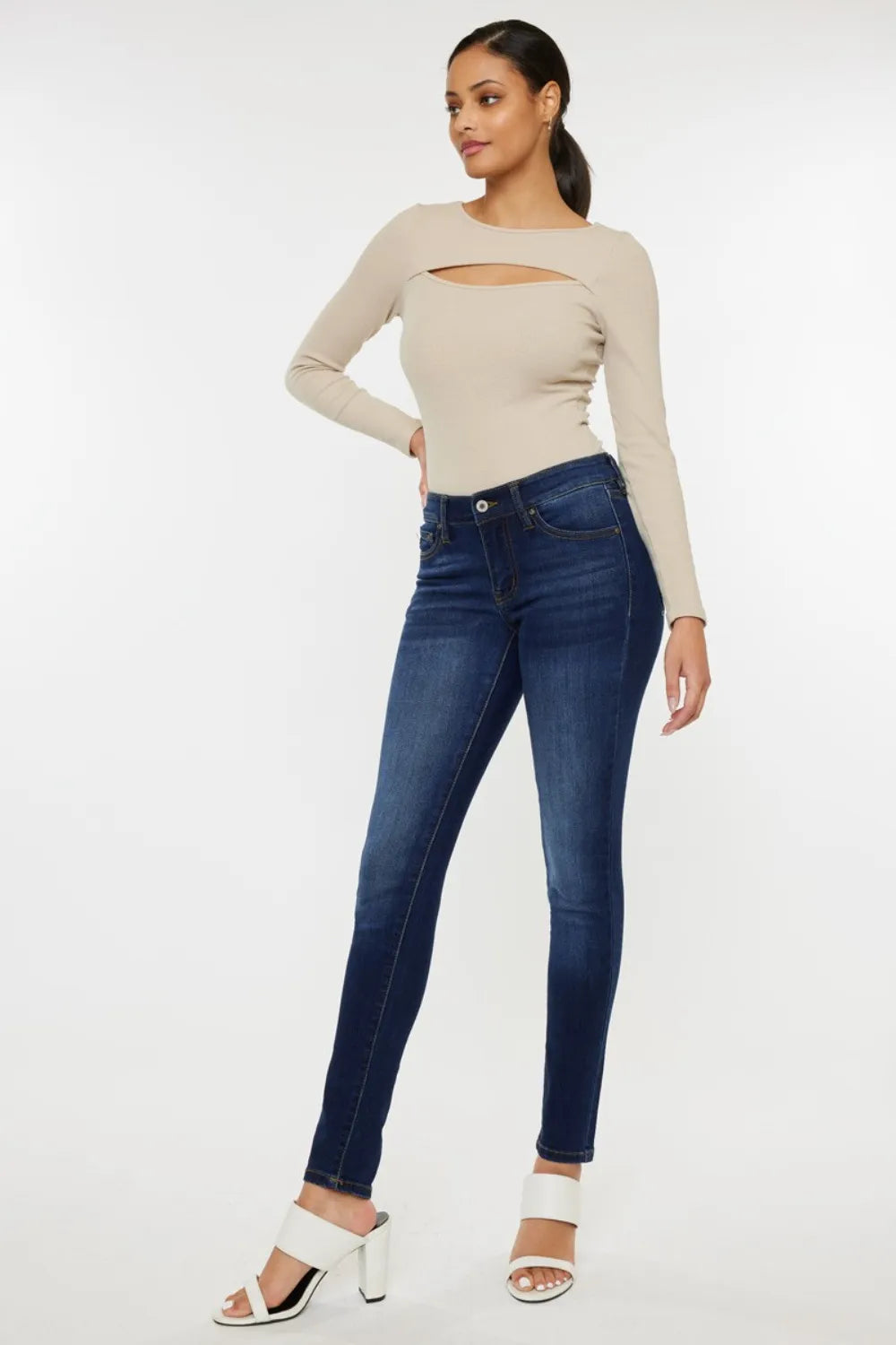 Kancan Mid Rise Gradient Skinny Jeans - cas7m