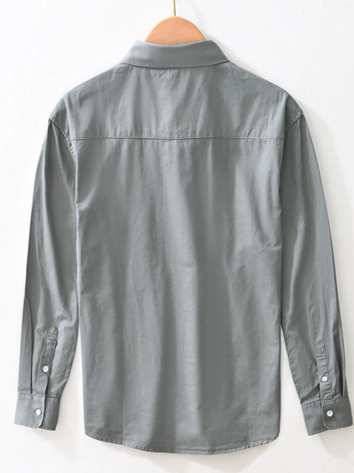 Men's Plus Size Button Up Long Sleeve Shirt - cas7m