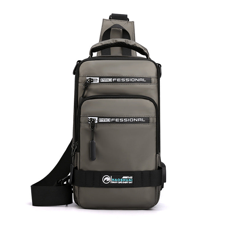 Multifunction Bags For Men Nylon Backpack Crossbody Shoulder Bag With USB Charging Port Chest Bags Pack - cas7m