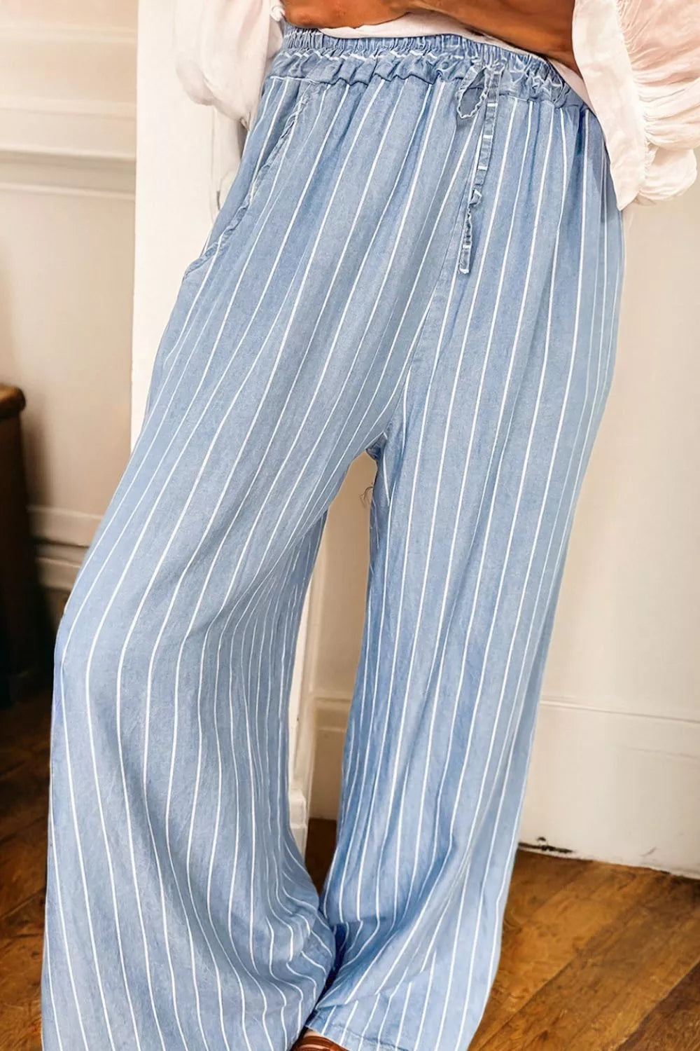 Striped Wide Leg Jeans - cas7m