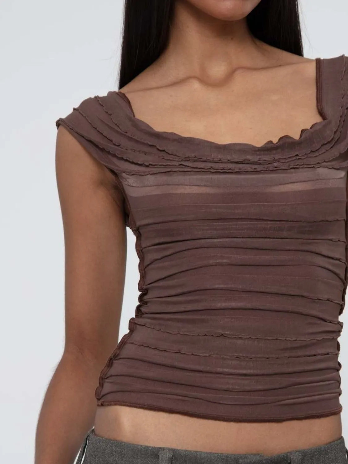 Ruched Solid Tank - cas7m