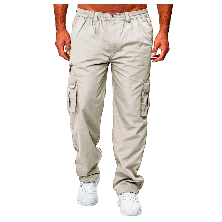 Men's Casual Multi-pocket Loose Straight Cargo Pants - cas7m